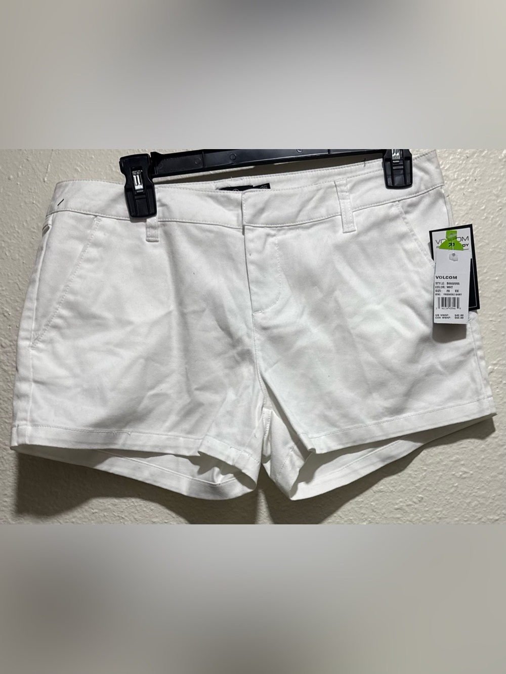 Volcom Women's White Flat-Front Casual Shorts